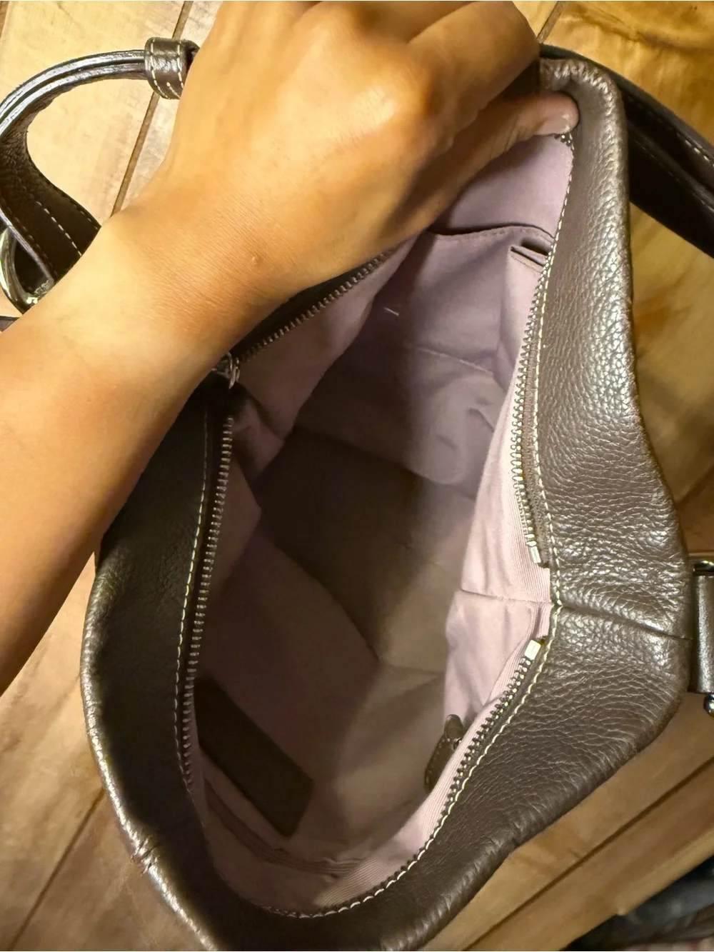 Coach Brown Pebbled Leather Hobo Style Shoulder Bag F15064
